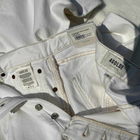AGOLDE 90's Pinch Waist High Rise Straight Jeans Porcelain White Sz 31 NWT $200 - Picture 13 of 14